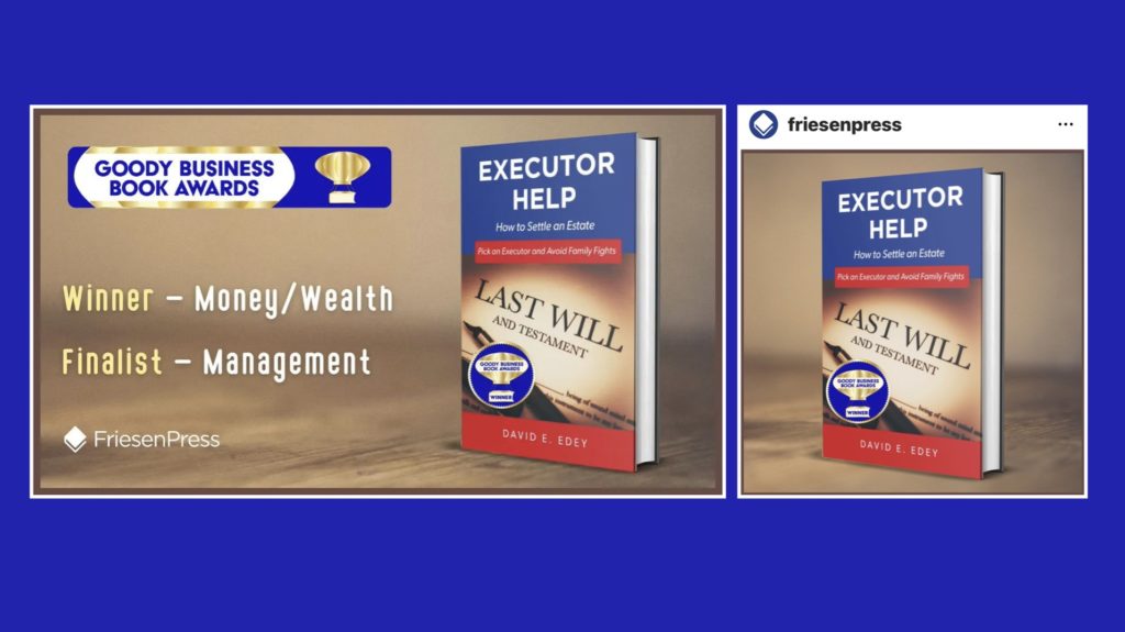 Award-Winning Author David E Edey for Goody Business Book Awards for Executor Help