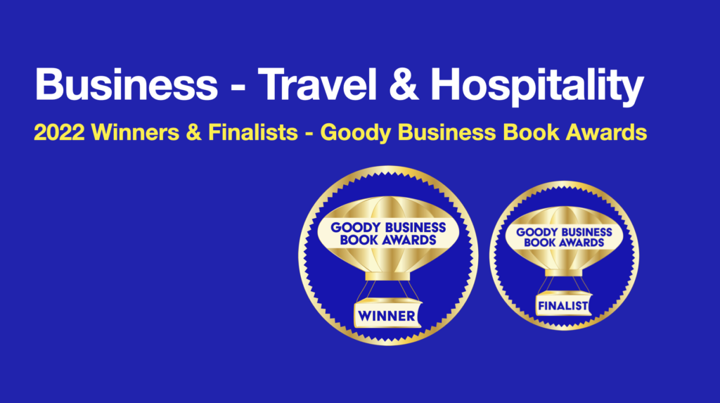 Banner announcing 2022 winners and finalist in Business - Travel & Hospitality  Books.