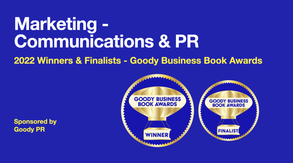 Banner announcing 2022 winners and finalist in Marketing - Communications & PR Books.